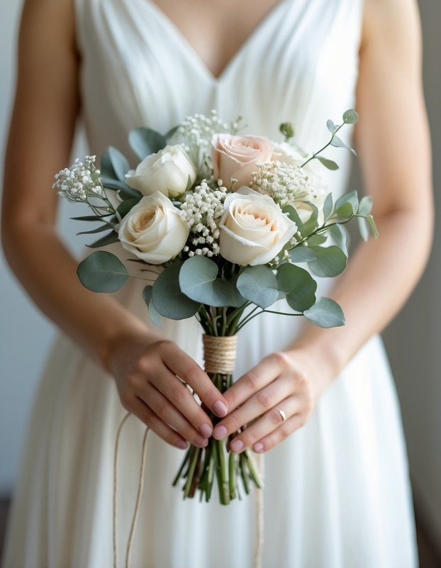 Букет невесты из роз, фрезии и эустомы Art.05 170 Букет невесты из роз art.05-170