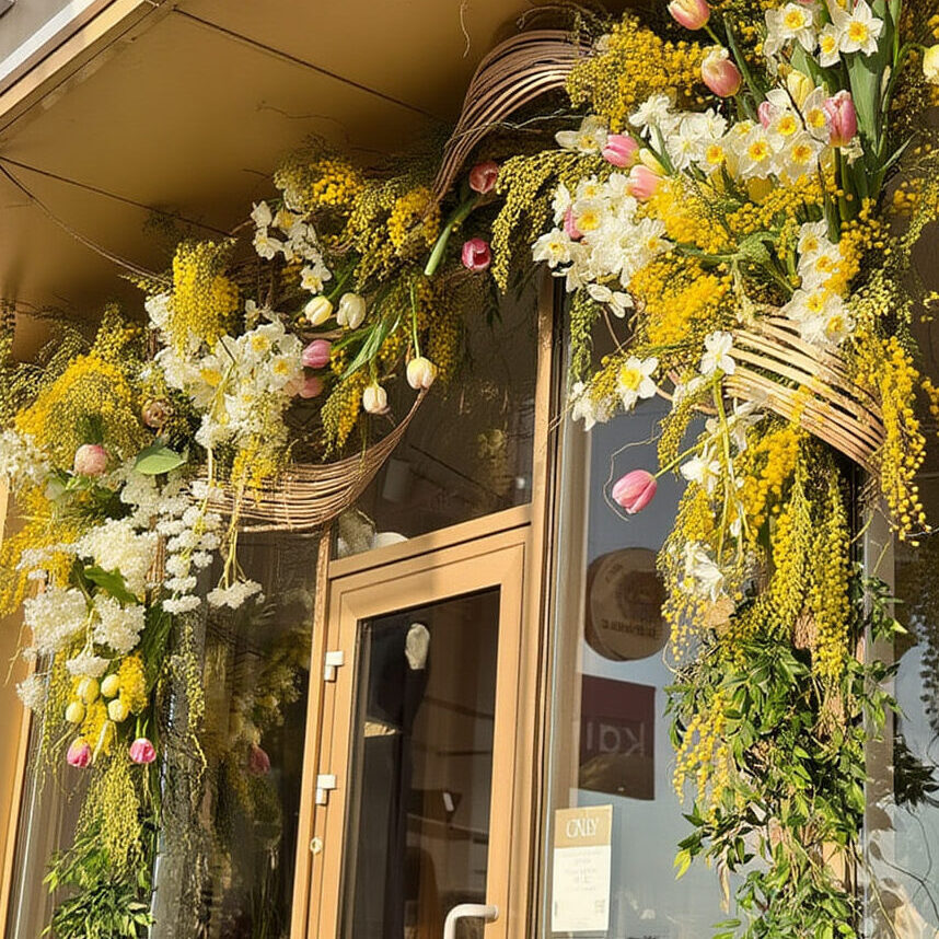 Оформление из цветов на 8 марта art. 08-62